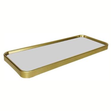 Imagem de Bandeja Plástica com Espelho 30x11,8x1,5cm Retangular - FWB, Dourada