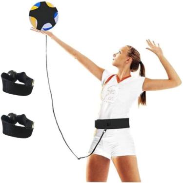 Imagem de Haploon Kit de treinamento de vôlei, kit de treinamento de vôlei solo elástico com cinto de cintura ajustável bolsa de mão para praticar servir, spiking, kit de alça de cintura de treinamento de vôlei