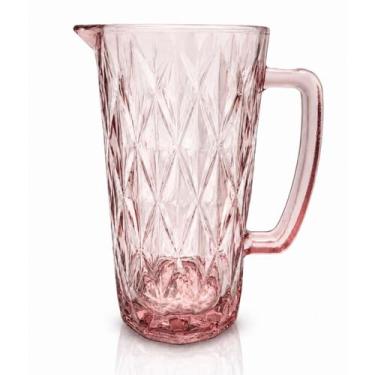 Imagem de Jarra de Vidro 1 Litro Diamante Modelo Diamond Luxo - DW, Jarra Rosa 1