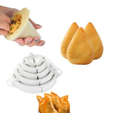 Imagem de Kit Forma de Coxinha 3 Tamanhos P M G e Forma Molde Pastel Salgados Risole 5 Tamanhos