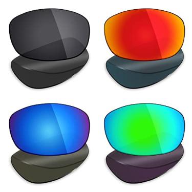 Imagem de 4 pares de lentes polarizadas de substituição Mryok para óculos de sol Costa Del Mar Salmoura – Stealth preto/vermelho fogo/azul gelo/verde esmeralda
