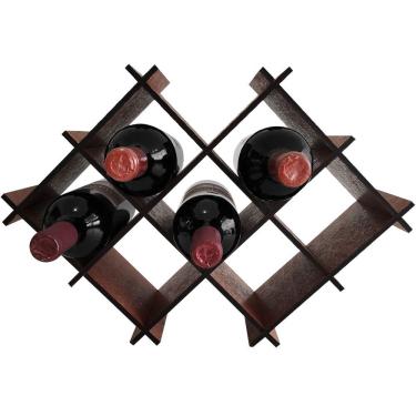 Imagem de Adega De Mdf Envernizado Para Mesa Com 8 Nichos Suporte Porta Garrafas De Vinho Sulartes