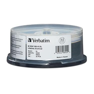 Imagem de Verbatim 98924 M-Disc BD-R DL 50GB 6X com superfície de marca - eixo de 25 unidades, branco, 25 discos