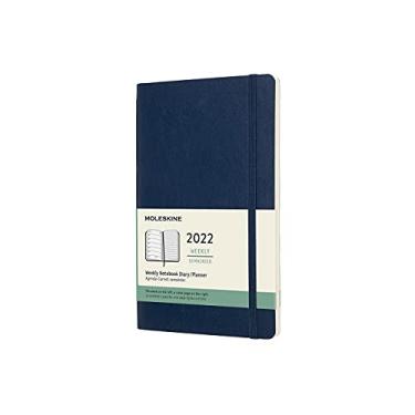 Imagem de Moleskine Weekplanner 2022, 12 maanden weekkalender, weekplanner en notitieboek, zachte omslag, formaat 13 x 21 cm, kleur saffier, 144 pagina's,Blauw