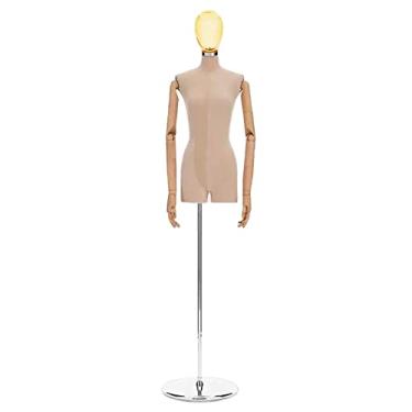 Imagem de Female Mannequin Torso Torso de manequim de busto feminino em forma de vestido, manequins de meio corpo de altura ajustável, adereços de modelo de loja de noivas para exibição realista de roupas (Col