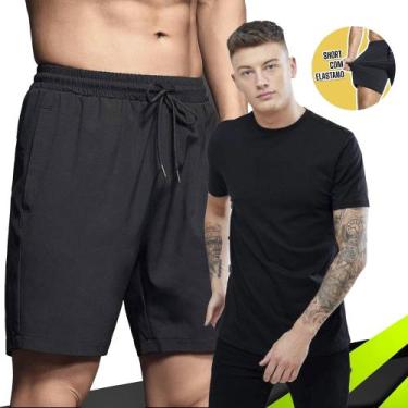 Imagem de Kit Camiseta Masculina ALGODÃO Camisa Academia Corrida Casual + Shorts