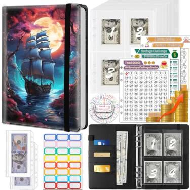 Imagem de Fichário de economia de dinheiro, 100 envelopes desafio de economia de dinheiro, envelopes de dinheiro e 3 rastreadores de planejamento de orçamento, livro de couro PU A5 para economizar dinheiro,