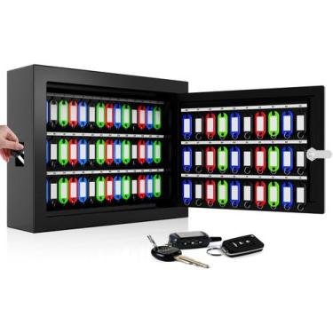 Imagem de Key Lock Box Oepmoc 75 chaves, suporte de parede anti-roubo, preto
