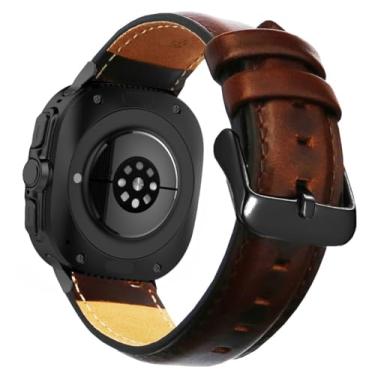 Imagem de Pulseira de substituição de couro genuíno compatível com Samsung Galaxy Watch 8/7 Ultra de 47 mm 2025/2024 e feminina, sem lacunas, liberação rápida, pulseira de substituição com fivela de aço