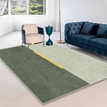 Imagem de Tapete grande, macio e fofo, verde e creme, para quarto, sala de estar, escritório, sala de estar, decoração de casa (180 x 200 cm (70 x 78 pol.)/hxx-250815001007)