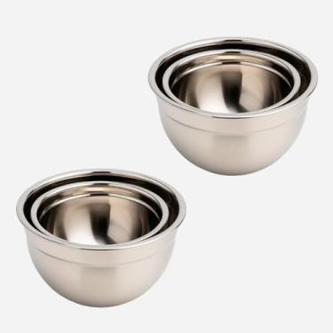 Imagem de Larzí Kit Tigelas Aço Inox Fundo Multiuso Medidor para Cozinha Recipiente de 2 Bowls de 22cm e 2 Bowls de 28cm Casa Buritis