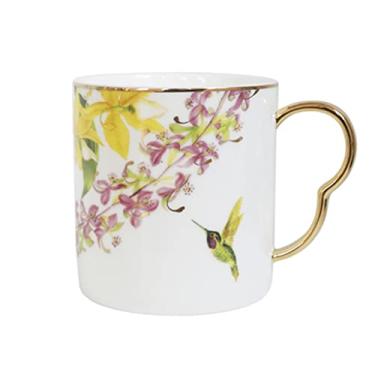 Imagem de GRFIT Caneca Caneca Bone China Xícara de Chá Casal Xícara de Café Criativa Flor e Pássaro Padrão Caneca de Chá da Tarde Caneca de Café (Cor: B)