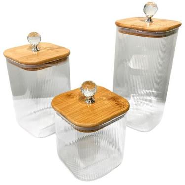 Imagem de Jogo com 3 Potes Herméticos Grafiato em Vidro Borossilicato com Tampa 