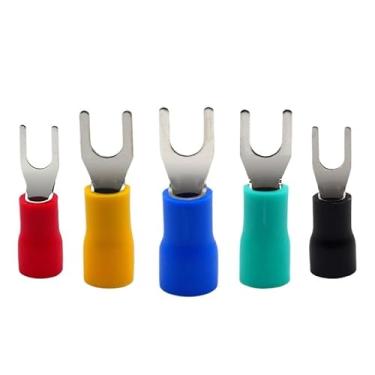 Imagem de 100 peças SV1.25 Series Isolado Forquilha Pá Tipo U Cinco Cores Fio Conector Elétrico Crimpagem Terminal para Cabo 22-16AWG 1,5 mm (Vermelho 100PCS, SV1.25-3)