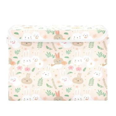 Imagem de SEHANY Cestas de armazenamento fofas de coelho de desenho animado com tampas, organizador de caixas de armazenamento de tecido para armário de roupas, cobertor de escritório, berçário, 42 x 32 x 30 cm