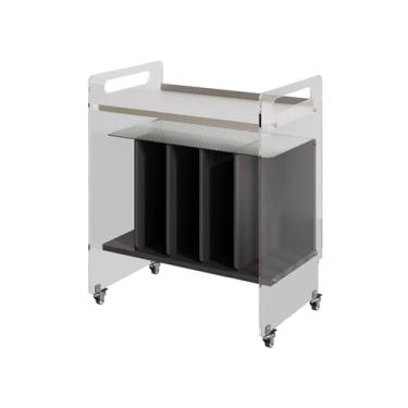 Imagem de VHDY85KA Organizador para casa armário de disco de vinil de madeira CD Albums Rack de armazenamento com rodízios suporte de acrílico