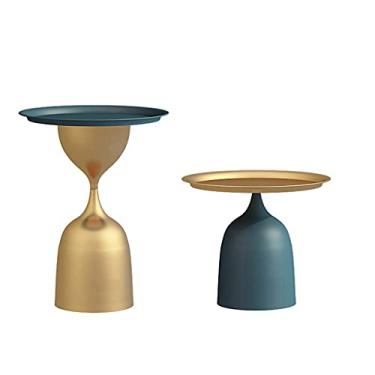 Imagem de Mesa de centro mesa de centro moderna sala de estar quarto sofá mesa lateral de chá pequena mesa lateral de ferro prateleira de cabeceira redonda prateleira de canto rack de armazenamento mesas