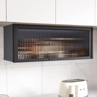 Imagem de Armários de parede modernos para cozinha - armazenamento de porta de vidro, suportes de temperos montados na parede, organizadores de alumínio, armários elegantes para casa, armários de remédios de