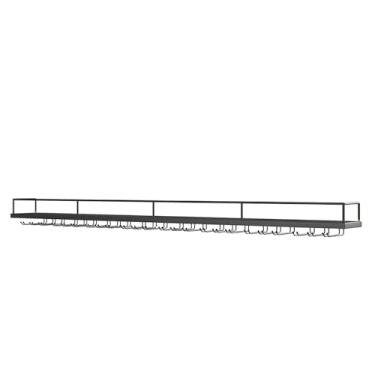 Imagem de Prateleiras de bar de parede LED para garrafas de vinho - Suporte de exibição de vinho de ferro, prateleira de armazenamento para cozinha, sala de jantar, sala de estar - preto, 150 x 20 x 13 cm