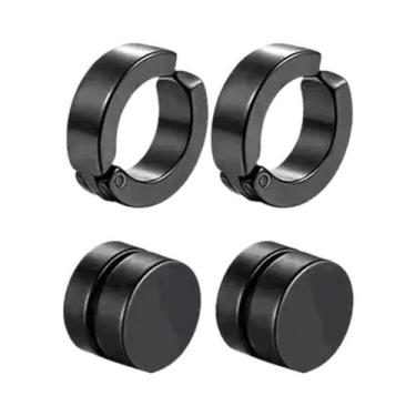 Imagem de Conjunto De Brincos Magnéticos Sem Furo Em Aço Inoxidável Com Pingente