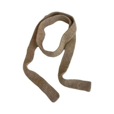 Imagem de Cachecol Feminino Listrado De Pelúcia Versátil Fino Estreito Longo Est