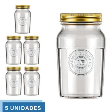 Imagem de 5 Pote Americano Mantimento Café Vidro Vintage 1,5L Nadir