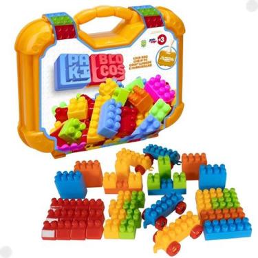 Imagem de Kit Maleta Blocos De Montar 72 Peças Educativo E Didático 01258 - Paki