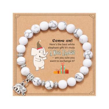 Imagem de Tarsus Presentes de elefante branco para adultos, pulseiras de presente de elefante branco engraçadas e úteis ideias de Natal para mulheres e homens, average, Aço inoxidável, Sem Pedra Preciosa