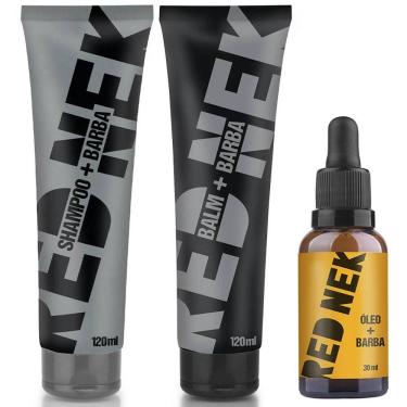 Imagem de Kit Barba Shampoo + Bálsamo + Óleo Hidratante Para Barba Red Nek