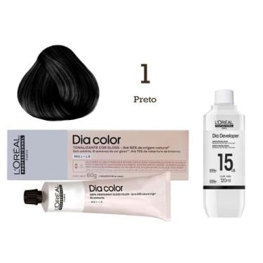 Imagem de Tonalizante Dia Color 1 Preto + Emulsão Reveladora 15v  L'Oréal Profes