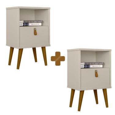 Imagem de Kit 2 Mesas De Cabeceira 1 Gaveta Off White Caravelas Shop Jm