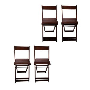 Imagem de Conjunto Com 4 Banquetas Dobráveis Em Eucalipto Imbuia