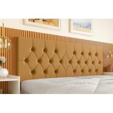 Imagem de Cabeceira Estofada Box Queen Capitonê,160x54cm, Suede, Moderno, com Fixação na Parede (BEGE)