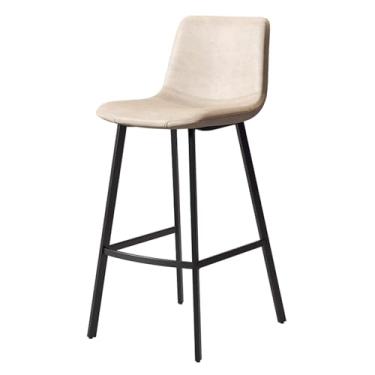 Imagem de Banquetas de bar de couro falso com encosto e apoio para os pés café da manhã balcão de cozinha cadeiras de bar cadeiras de cozinha bancos de bar, para sala de jantar (cor: pernas douradas bege