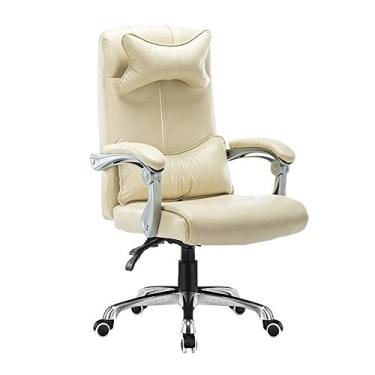 Imagem de Mesa de couro para computador, altura ajustável, ergonômica, encosto alto, computador de escritório com encosto de cabeça e suporte lombar para escritório, sala de reuniões