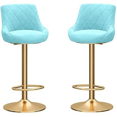 Imagem de ZLZYPLE Banquetas de bar, banco de bar, banquinho ajustável para café da manhã, banco de bar giratório mecânico de altura, para cozinha/sala de jantar/sala de estar, cadeira de veludo, banquinho de