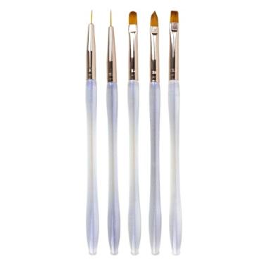 Imagem de 5 Pincéis Unhas Ponta Fina Reta Língua de Gato Preenchimento
