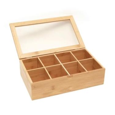 Imagem de Caixa Organizadora Para Conjunto De Chá Com Compartimentos, Adequada Para Uso Em Cantinhos De Chá(CAIXA 8 NICHOS)