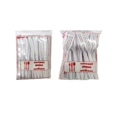 Imagem de KIT GARFO + FACA DESCARTÁVEL REFEIÇÃO TALHERES MASTER REFORÇADO RESISTENTE FESTA CHURRASCO EVENTOS - 100 OU 200 PEÇAS (50Garfos+50Facas = 100 Peças)
