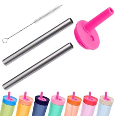 Imagem de Mity rain Bocal e canudos de metal de substituição para garrafa de água Owala - Canudo de silicone superior, junta circular e conjunto de canudo de aço inoxidável para copo Owala (rosa fosco)