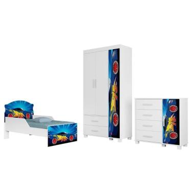 Imagem de Quarto Infantil 3 Peças Com Mini Cama Carro Azul Z53 - Mpozenato