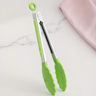 Imagem de Pinça de alimentos resistente ao calor para cozinhar, ferramenta versátil de clipe de cozinha e churrasco ao ar livre para grelhar, servir e preparar refeições (verde)