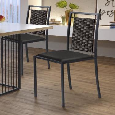 Imagem de Kit 4 Cadeiras em Aço e Junco Grécia - Mais Decor