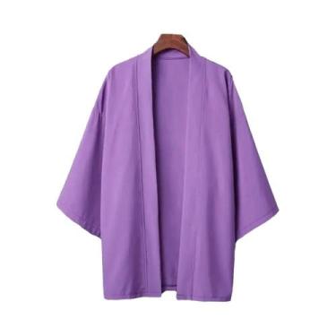 Imagem de Kimono Preto E Branco Masculino, Capa Unissex, Camisa De Praia De Verã