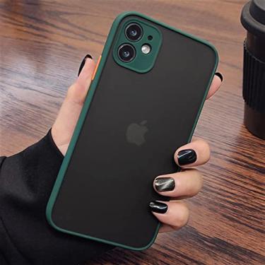 Imagem de Capa Armor Matte para iPhone 14 13 12 11 Pro Max XR XS X 7 8 Plus SE Mini Luxury Silicone Bumper Clear Hard Cover Green Dark para iPhone 13 Pro Max