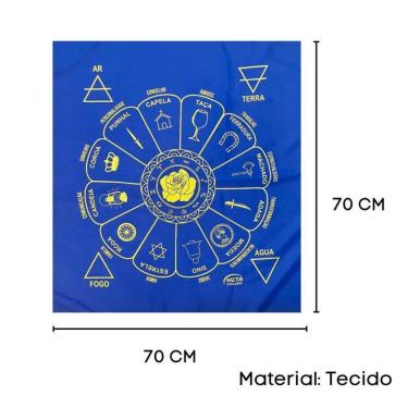 Imagem de Toalha Tecido Jogo De Cartas Cigana Santa Sara 70X70 Cm Azul