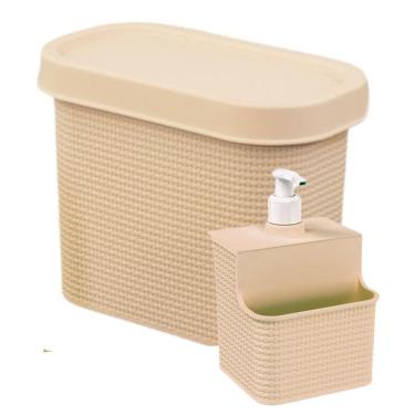 Imagem de Kit para Pia Lixeira 3,3 litros e conjunto porta detergente/esponja 500ml Tear Plasutil