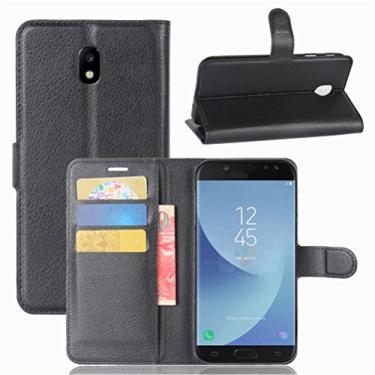 Imagem de Capa carteira para Samsung Galaxy J5 2017, capa carteira flip de couro PU premium com compartimento para cartão, suporte e fecho magnético [capa interior à prova de choque de TPU] compatível com