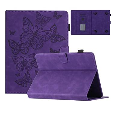 Imagem de Dteck Capa universal para tablet Android de 7 polegadas/Samsung Galaxy Tab E/3/4/A 7.0 polegadas/tablet Fire 7/Kindle Oasis 17.8 cm/Paperwhite 17.3 cm - linda capa fólio de couro borboleta com