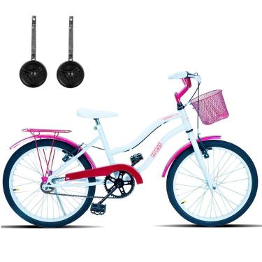 Imagem de Bicicleta Infantil Aro 20 Retro Com Cestinha e Rodinhas-Feminino